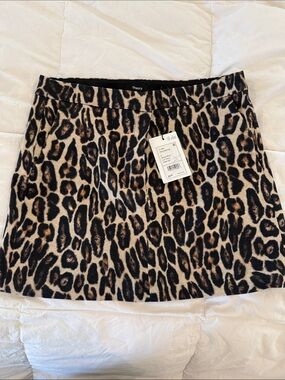 Theory Leopard-Print Mini Skirt in Black and Brown